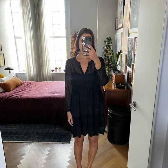knee length dresses for ladies Maeve-Anthropologie Women's Size S Black-Multi Pattern Long Sleeve Dress –  Treasures Upscale Consignment main image 1